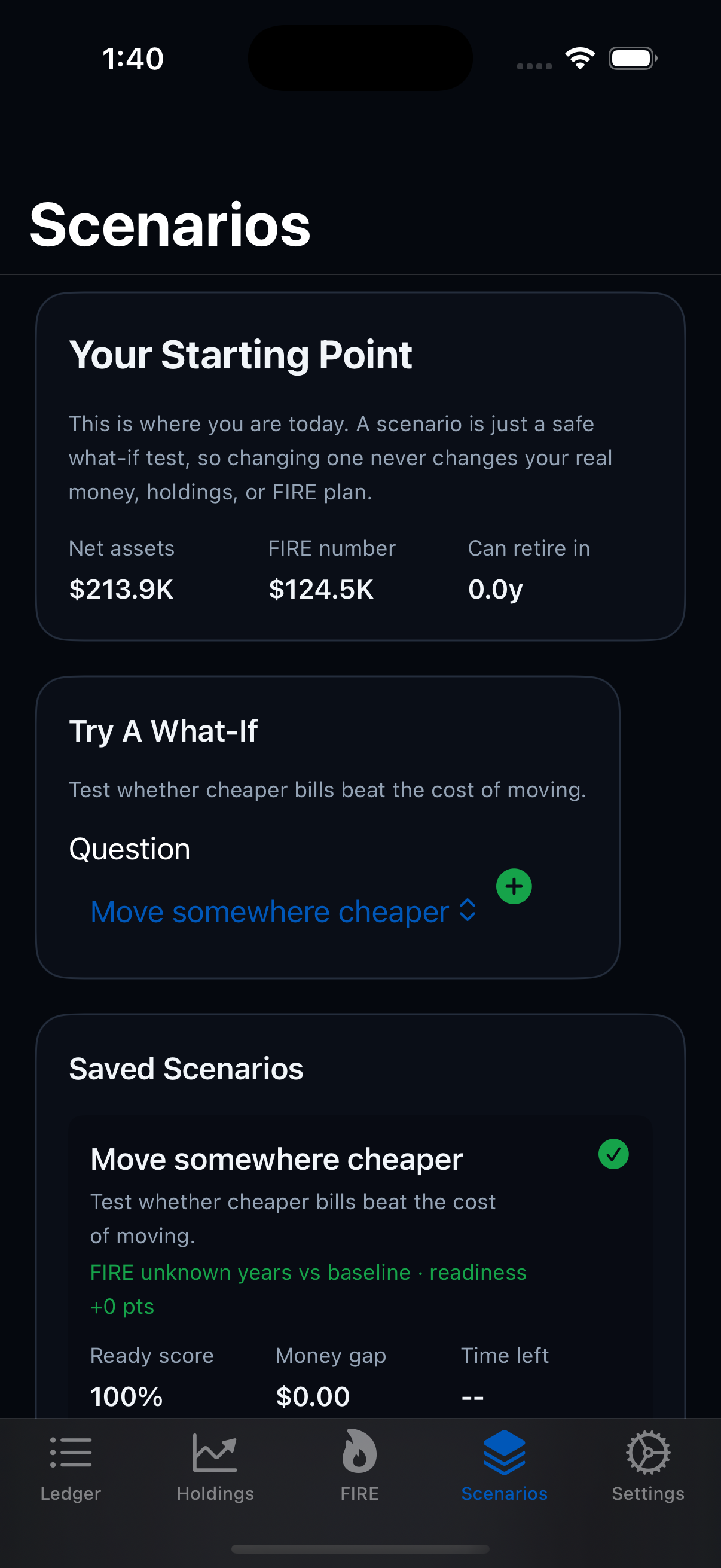 LumaV scenarios screen